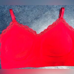 True & Co Red Lace-Trim Wireless Bralette